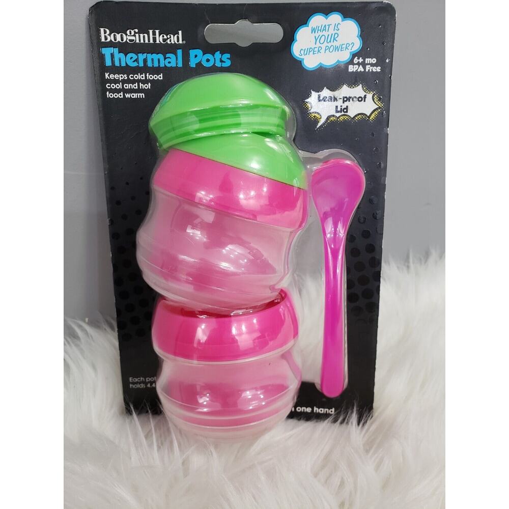 NEW BooginHead‎ Thermal Storage Pots 2-Pack Spoon Pink food snack travel lunch